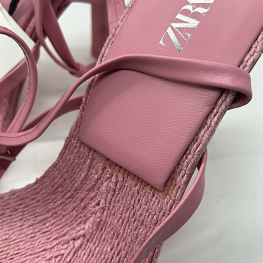 Zara Sexy Light Pink Strappy Leather High Heels Shoes **Size 39/US 8** 🌸🌸 - Picture 8 of 9